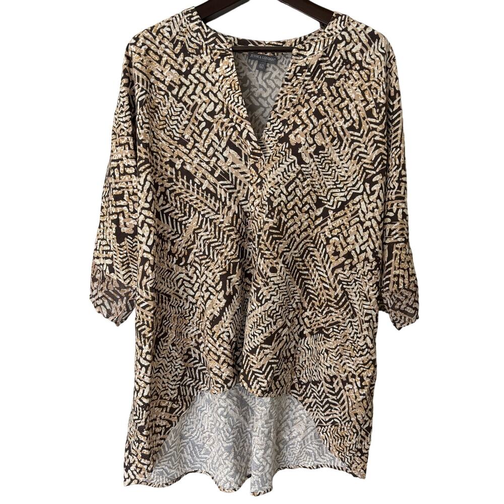 Jessica London Linen Rayon Blend High Low Tunic Size 22W‎
